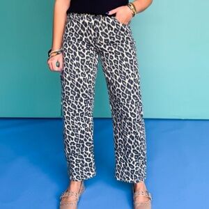 Vervet Barrel Leopard Print Jeans